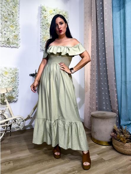 VESTIDO PANAL DE ABEJA VERDE