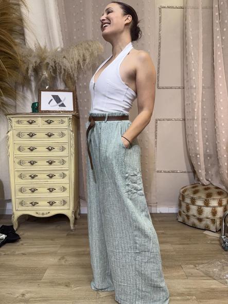 PANTALON LINO B RAYAS VERDE [0]