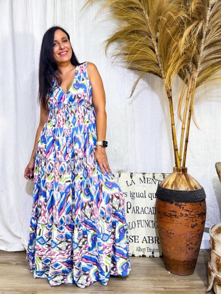 VESTIDO LONG VUELO AZUL