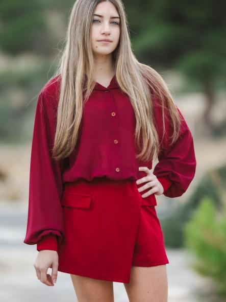 MONO EFECTO VESTIDO GRANATE [4]