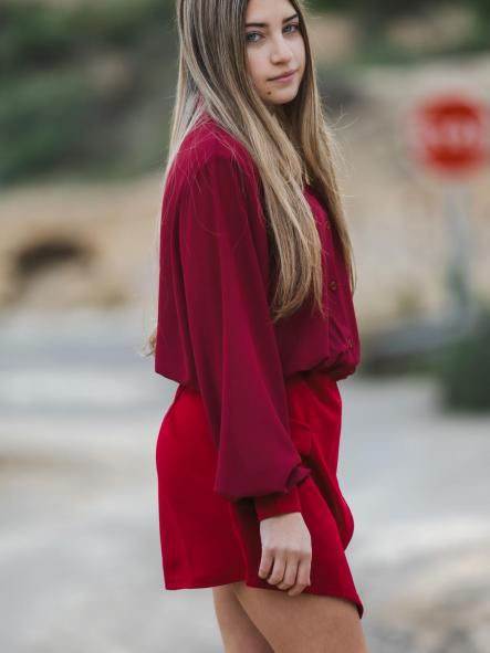 MONO EFECTO VESTIDO GRANATE [1]