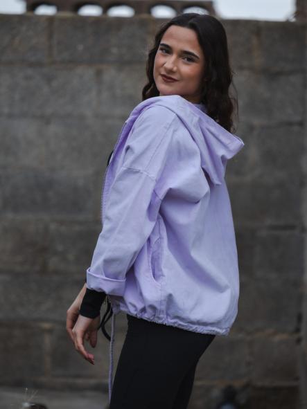 CHAQUETA LILA DE ALGODON CON CAPUCHA [0]