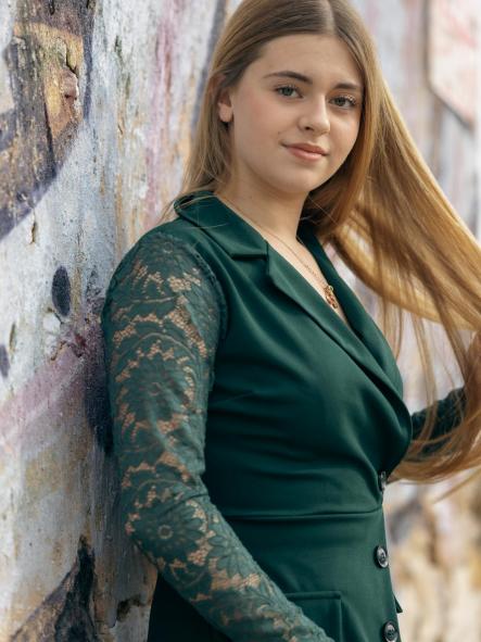 MONO VERDE CORTO EFECTO VESTIDO VESTIDO MANGAS DE ENCAJE [3]