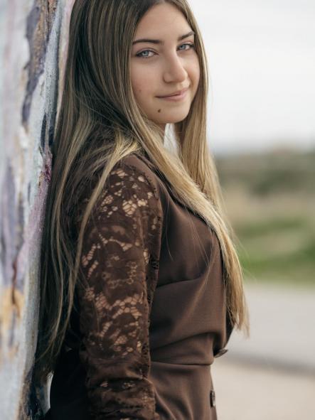 MONO MARRON CHOCOLATE CORTO EFECTO VESTIDO VESTIDO MANGAS DE ENCAJE [2]