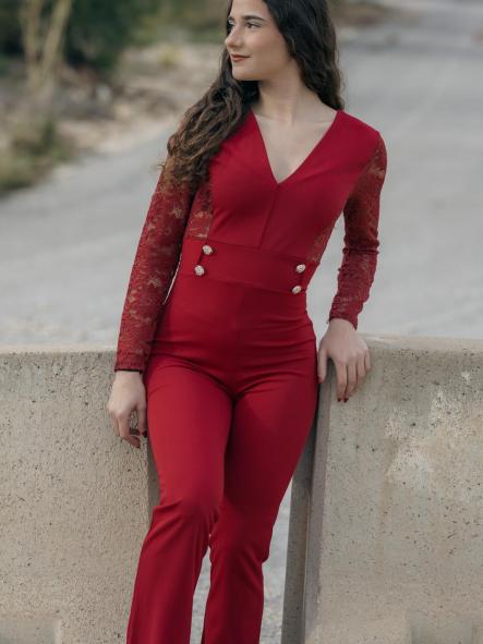 MONO LARGO MANGA LARGA DE ENCAJE [0]