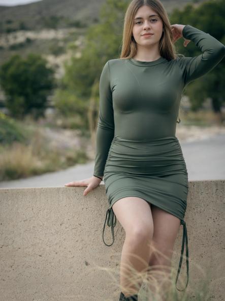 VESTIDO AJUNTABLE EN LA FALDA DE LICRA VERDE [5]