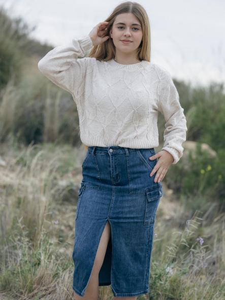 FALDA VAQUERA BOLSILLOS LATERALES ELASTICA