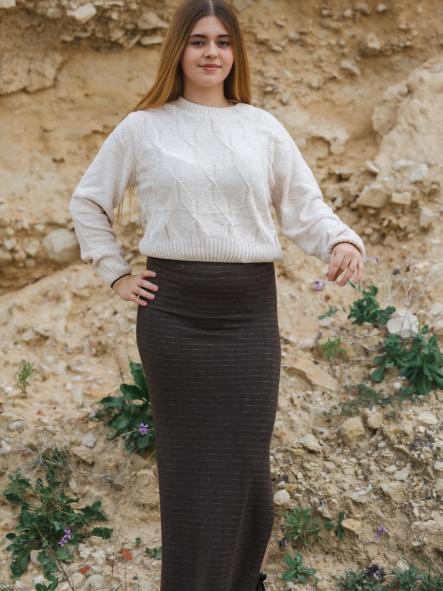 FALDA MARRON DE PUNTO