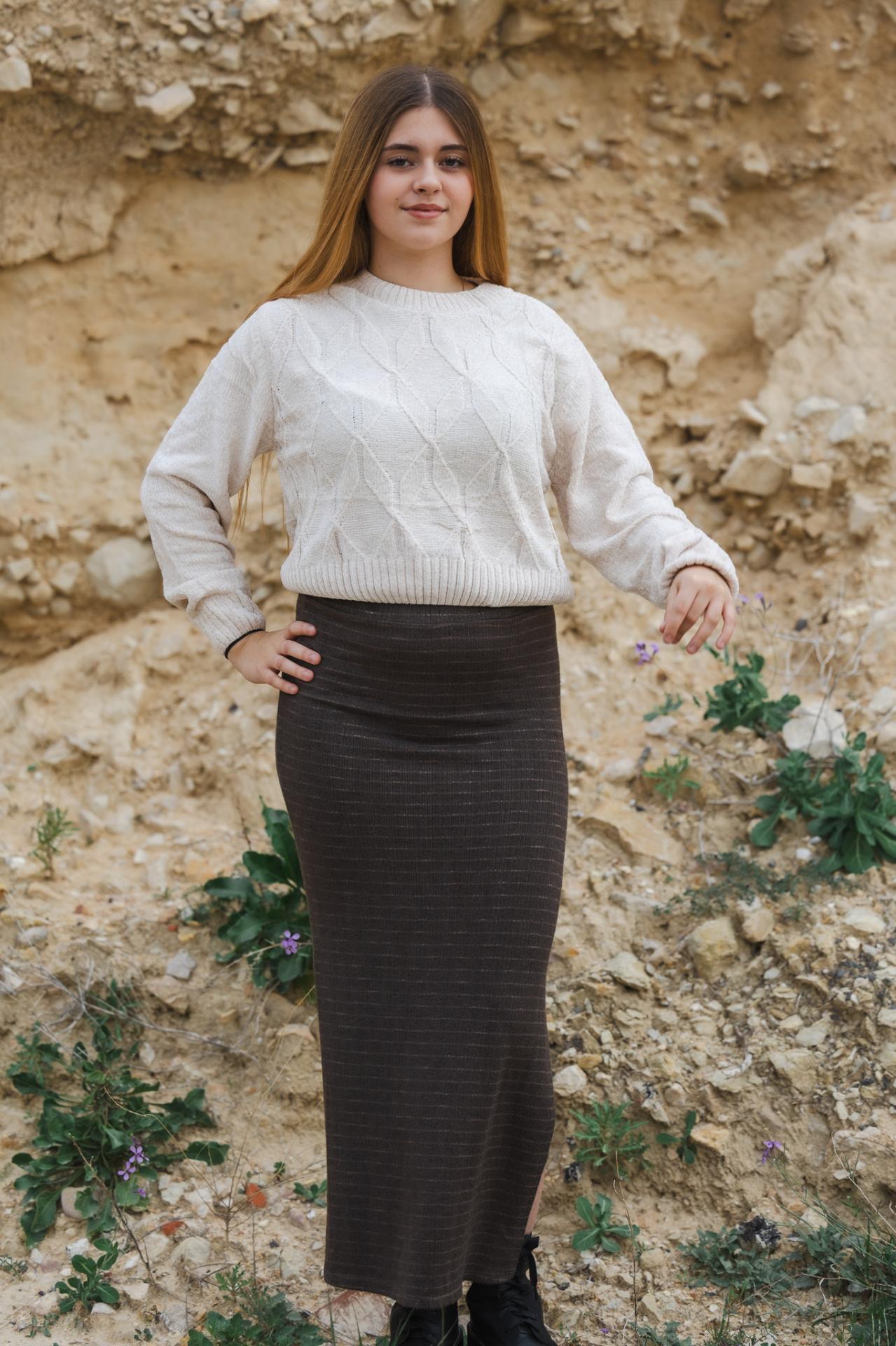 JERSEY COLOR HUESO DE CHINILLA CON ROMBOS