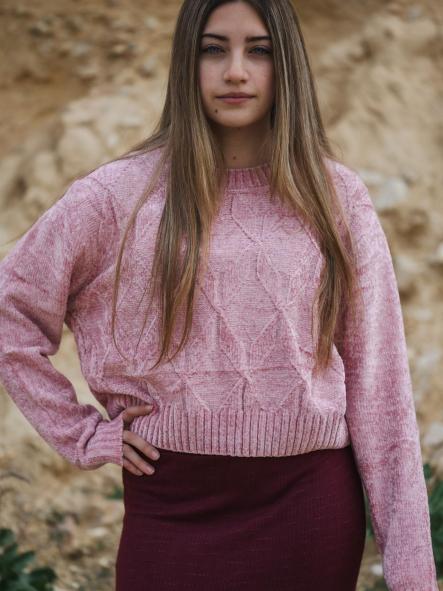 JERSEY COLOR ROSA DE CHINILLA CON ROMBOS [0]