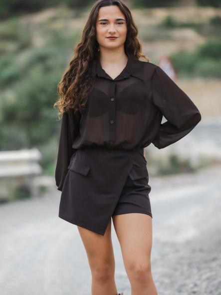 MONO EFECTO VESTIDO MARRON