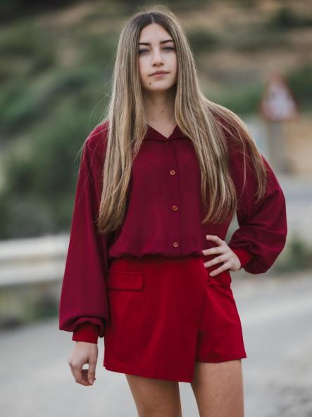 MONO EFECTO VESTIDO GRANATE [5]