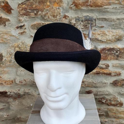 Bombin sombrero fieltro de lana negro con plumas Grant [1]