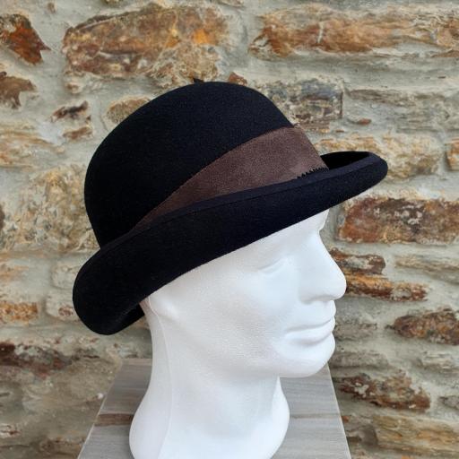 Bombin sombrero fieltro de lana negro con plumas Grant [2]