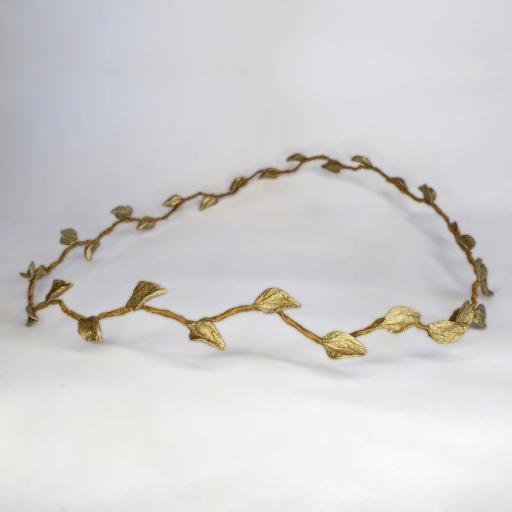 Corona tocado color oro viejo de hojas de porcelana fría Nea [0]