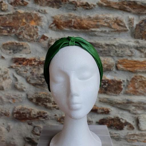 Diadema ancha estilo turbante en cuero verde Cora [1]