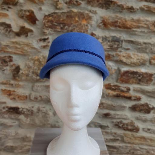 Gorra boina sombrero fieltro de lana azul maya Cloe [2]