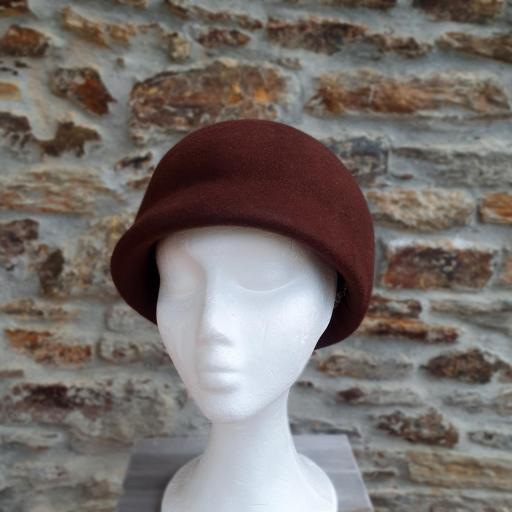 Gorra boina sombrero fieltro de lana marrón Yvone [1]