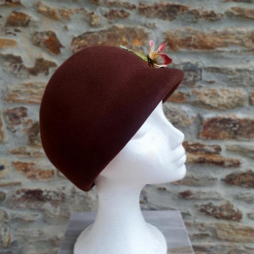 Gorra boina sombrero fieltro de lana marrón Yvone [2]