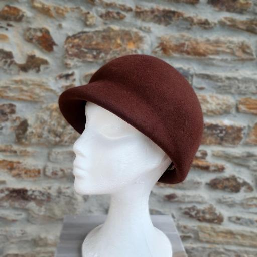 Gorra boina sombrero fieltro de lana marrón Yvone [3]
