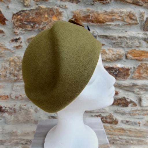 Sombrero casquete turbante fieltro lana verde musgo Paulette [1]