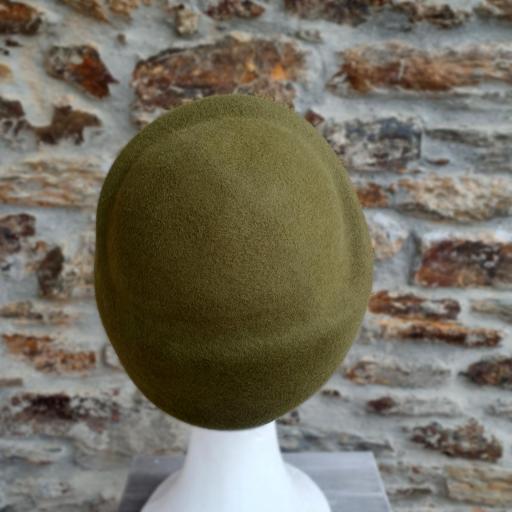 Sombrero casquete turbante fieltro lana verde musgo Paulette [3]