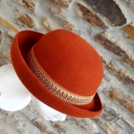 Sombrero mujer fieltro lana color teja con ala curva Stella [3]