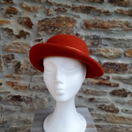 Sombrero mujer fieltro lana color teja con ala curva Stella [0]