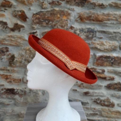 Sombrero mujer fieltro lana color teja con ala curva Stella [1]