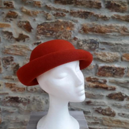 Sombrero mujer fieltro lana color teja con ala curva Stella [2]