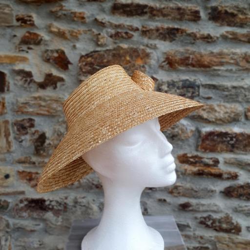 Sombrero pamela de trigo natural con adorno lateral Bianca [2]