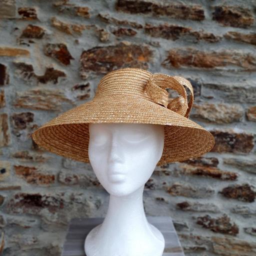 Sombrero pamela de trigo natural con adorno lateral Bianca [1]