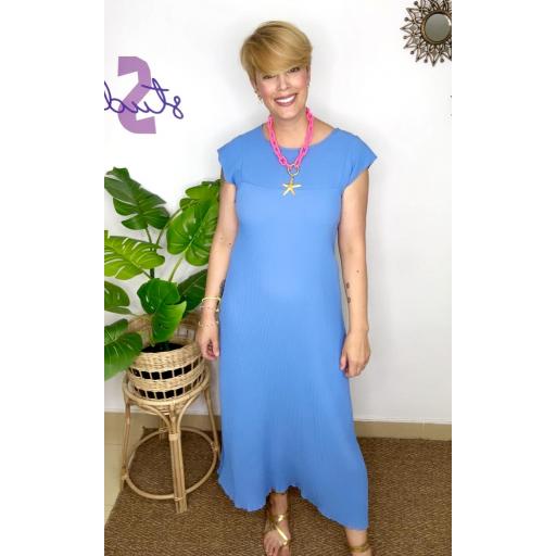 r.200 Vestido plisado Azul
