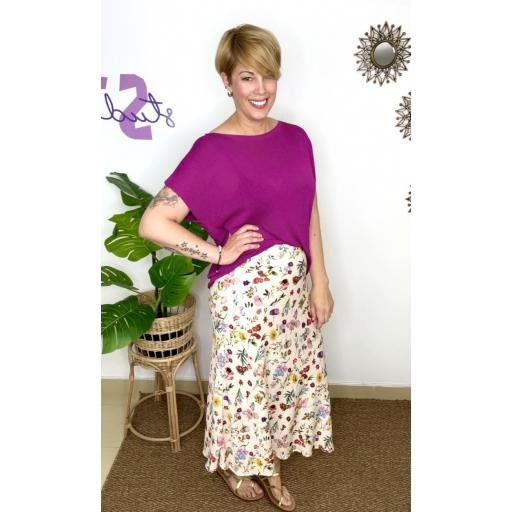 r.122 Falda midi estampada