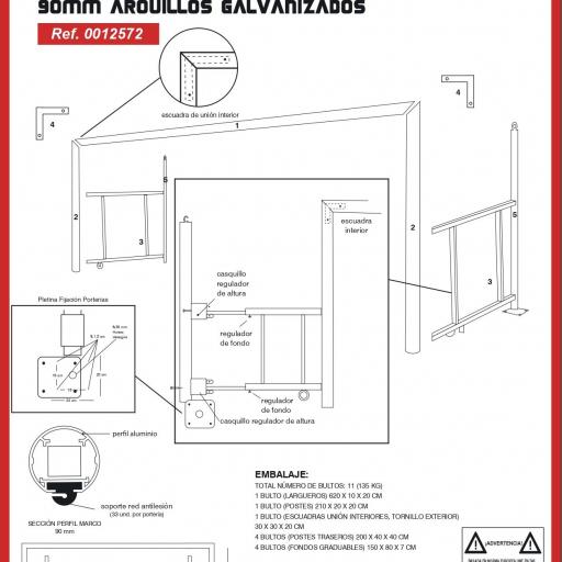 PORTERÍAS ALUMINIO FÚTBOL7 90MM ABATIBLES ARQUILLOS GALV CALIENTE [5]