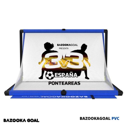 BazookaGoal 120x75 Portería Personalizada Multiusos PVC Plegable Azul [2]