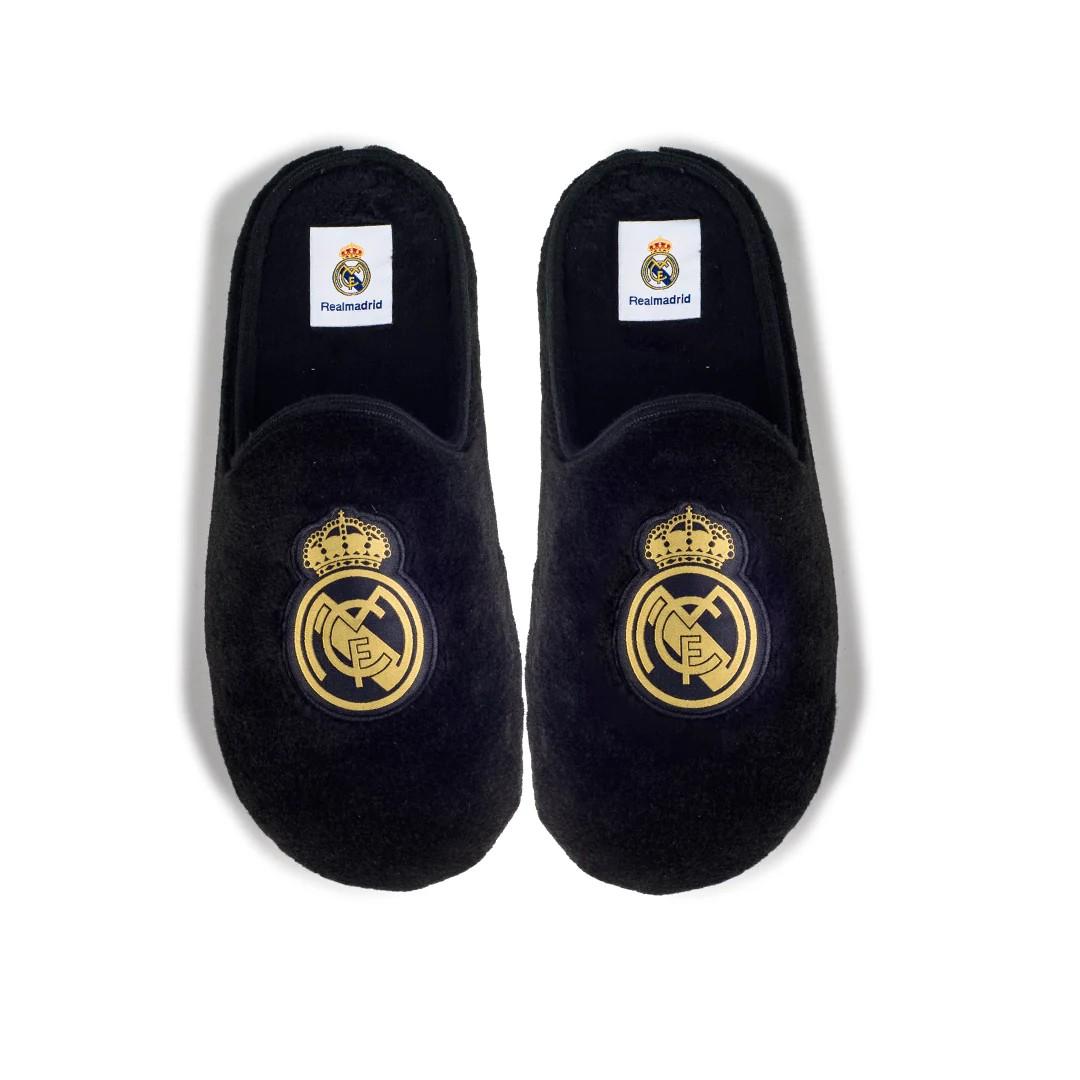 CFRM7 REAL MADRID Zapatillas de casa NEGRO/DORADO 25-26 VULCANIZADO PLANTILLA EXTRAIBLE