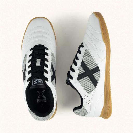 Zapatillas MUNICH DEBUT de fútbol sala blancas, negro y gris con suela caramelo 8922011 [0]