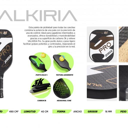 PALA DE PICKLEBALL VALKIRIA 2.0 NEGRO ORO 401559.109 [3]