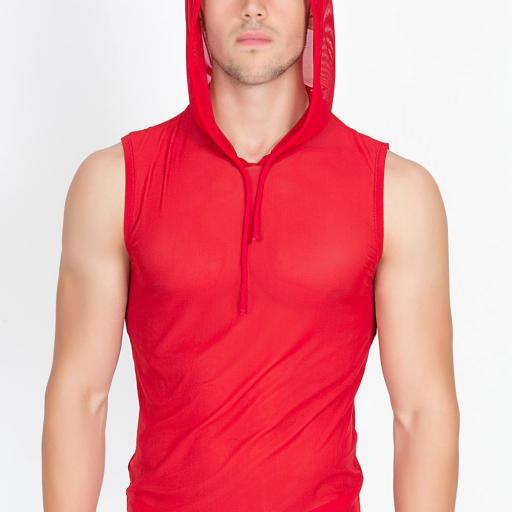 Camiseta capucha transparente rojo