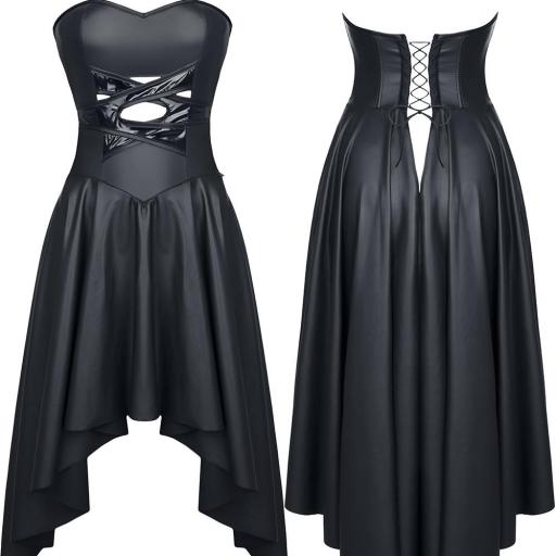 Vestido de Cuero Brillante Negro [4]