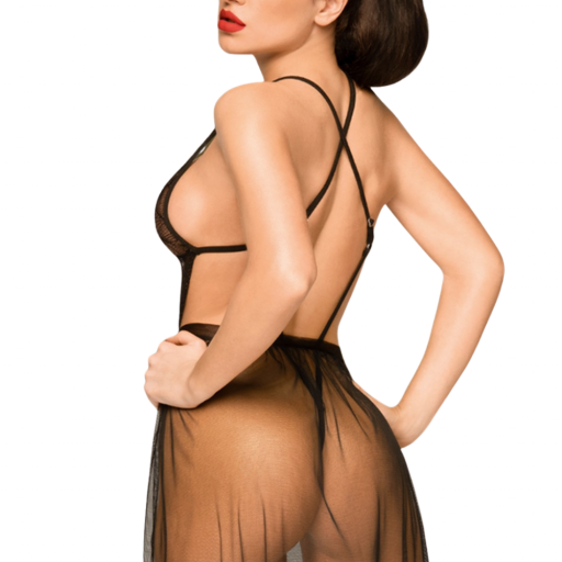 Conjunto lencero body falda transparente [1]