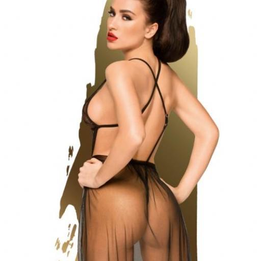 Conjunto lencero body falda transparente [3]