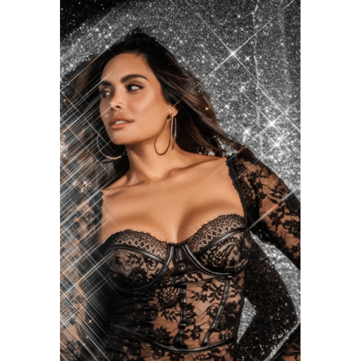 Vestido de transparencias y encaje negro [0]