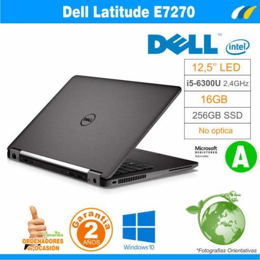 i5-6300U - 16GB - 256GB SSD - Dell Latitude E7270 - Grado A