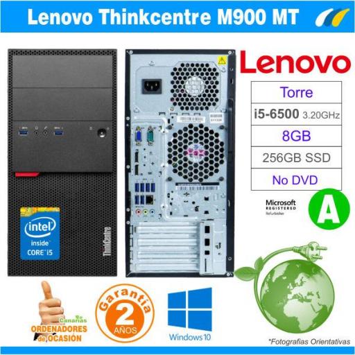 i5-6500 3.20 GHz | 8GB | 256GB SSD | ​​LENOVO THINKCENTRE M900  MT TOWER | GRADO A
