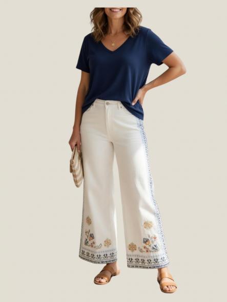 Pantalón Blanco Bordados [0]