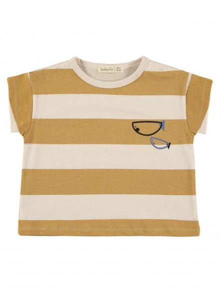 Camiseta BabyClic Stripes Mustard Yellow