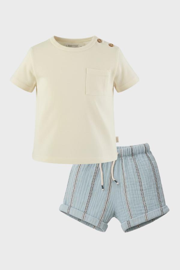 Conjunto Tiny Fish Rayas Aqua 89837/90048