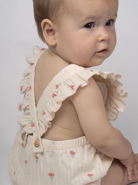 Pelele BabyClic Poppies Ecru